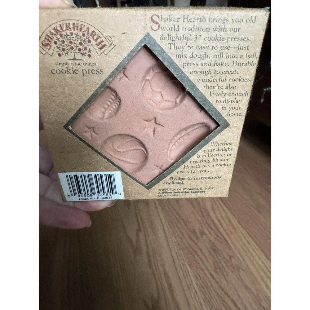 Shaker Hearth‎ Cookie Press Stoneware Sports Theme Soccer Football Baseball 1997